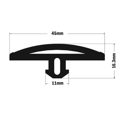 61-080-0 MODULAR SOLUTIONS PVC COVER PROFILE ROUNDED RUBBER W/RIDGES, CUT TO ANY LENGTH PRICE / METER SHOWN